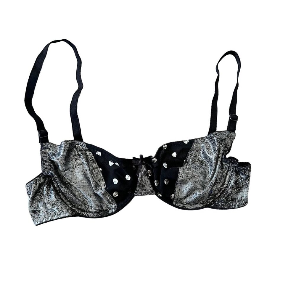 Vintage Jo Intimates Semi Sheer Metallic Polka Dot Underwire Bra 34B